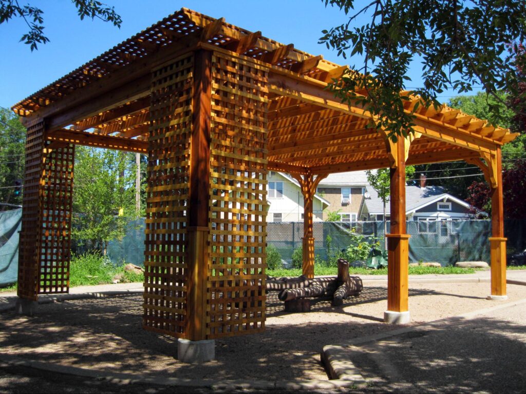 image of wood pergola outdoors