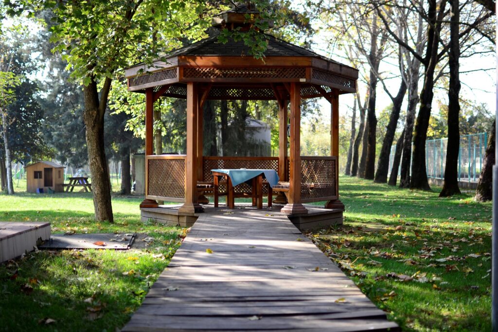 image of pergola on a pathway