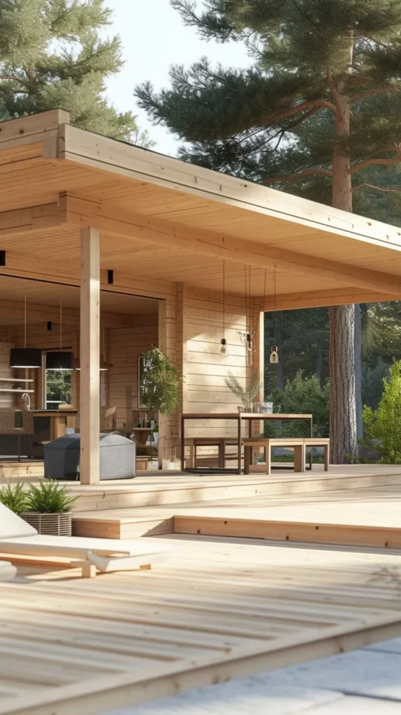 image of a decking frame made with timber