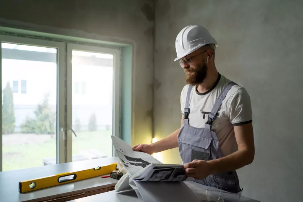 Image of a carpenter looking at potential designs
