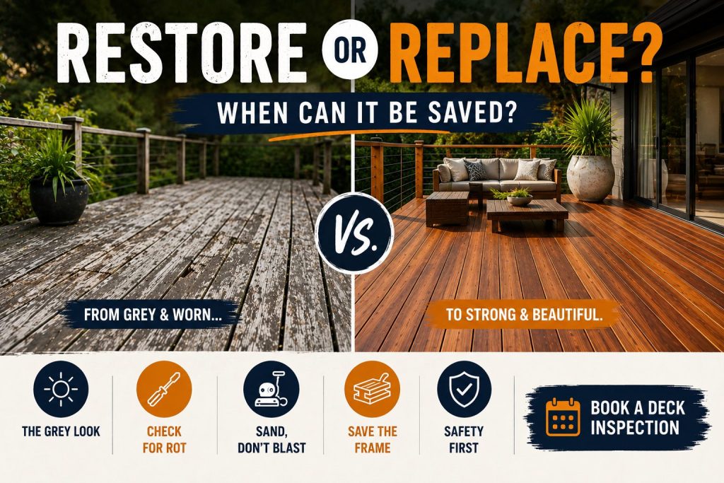 Timber Deck Restoration vs. Replacement: When Can It Be Saved?