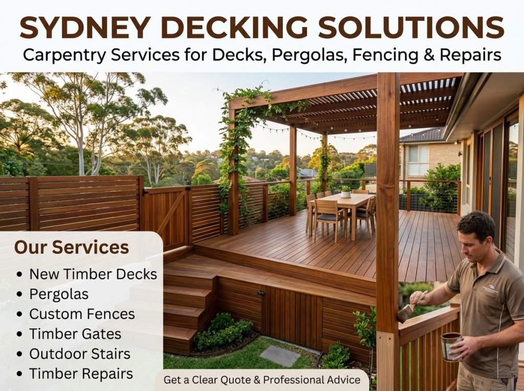 Carpentry Services for Decks, Pergolas, Fencing and Timber Repairs